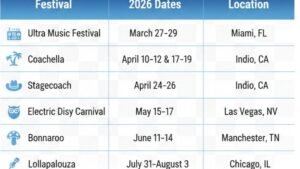 Summary Table Upcoming Major Festival Dates